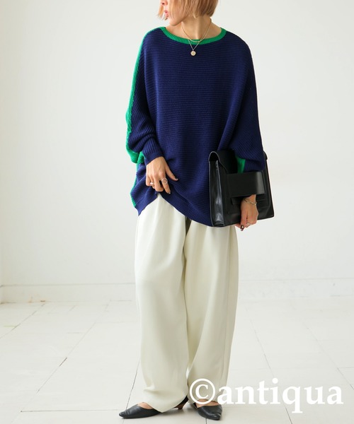 antiqua（アンティカ）の「麻タッチリバーシブルトップス（ニット/セーター・レディース・グリーン/レッド/ベージュ・ONESIZE）」の11枚目の写真