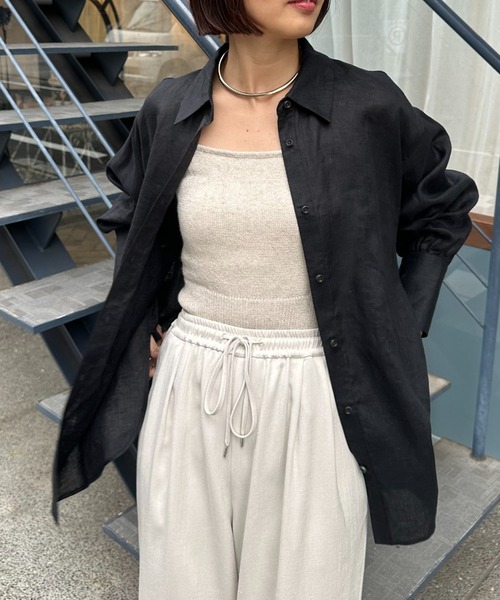 A part by（アパートバイ）の「フレンチリネンシャツ（シャツ/ブラウス・レディース・ライトベージュ/グレー系その他4/イエロー/ブラック・FREE）」の2枚目の写真