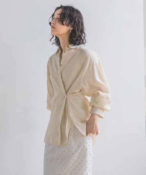 A part by（アパートバイ）の「フレンチリネンシャツ（シャツ/ブラウス・レディース・ライトベージュ/グレー系その他4/イエロー/ブラック・FREE）」の8枚目の写真