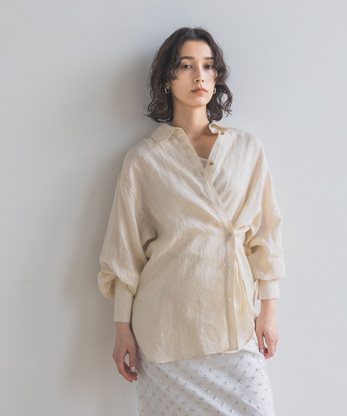 A part by（アパートバイ）の「フレンチリネンシャツ（シャツ/ブラウス・レディース・ライトベージュ/グレー系その他4/イエロー/ブラック・FREE）」の9枚目の写真