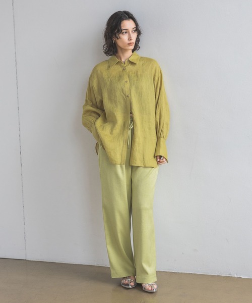 A part by（アパートバイ）の「フレンチリネンシャツ（シャツ/ブラウス・レディース・ライトベージュ/グレー系その他4/イエロー/ブラック・FREE）」の12枚目の写真