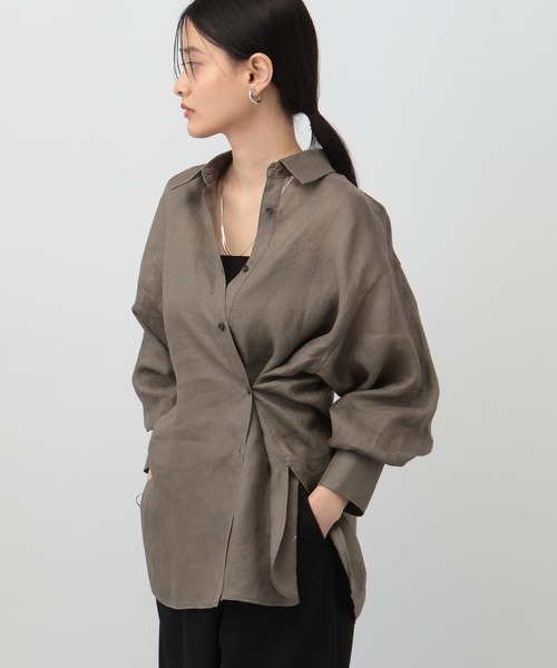 A part by（アパートバイ）の「フレンチリネンシャツ（シャツ/ブラウス・レディース・ライトベージュ/グレー系その他4/イエロー/ブラック・FREE）」の21枚目の写真