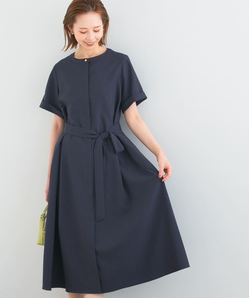 URBAN RESEARCH ROSSO WOMEN（アーバンリサーチ　ロッソ）の「Aラインショートスリーブワンピース（ワンピース・レディース・グレー系その他/ライトカーキ/ネイビー・FREE）」の8枚目の写真