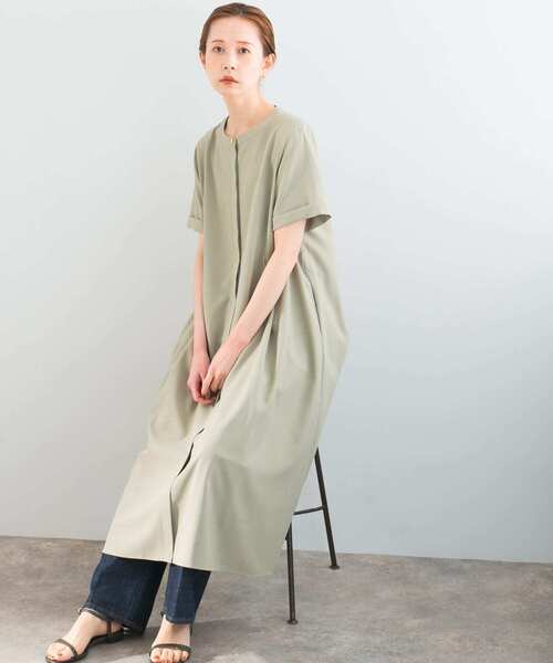 URBAN RESEARCH ROSSO WOMEN（アーバンリサーチ　ロッソ）の「Aラインショートスリーブワンピース（ワンピース・レディース・グレー系その他/ライトカーキ/ネイビー・FREE）」の12枚目の写真