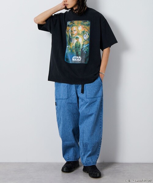 FREAK'S STORE（フリークスストア）の「FREAK’S STORE/フリークスストア STARWARS/スターウォーズ(POSTER) フロスト加工ショートスリーブTシャツ/半袖/リラックスフィット（Tシャツ/カットソー・メンズ・ブラック/ホワイト・MEDIUM/LARGE）」の10枚目の写真