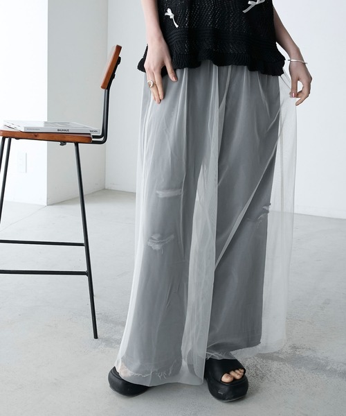 forksy.（フォルクシー）の「【forksy.】シアーレイヤードチュールパンツ（その他パンツ・レディース・ピンクベージュ/アイボリー/ブラック・FREE）」の2枚目の写真