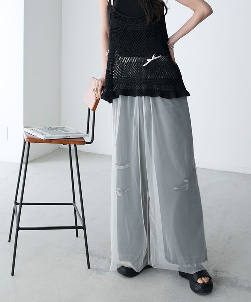 forksy.（フォルクシー）の「【forksy.】シアーレイヤードチュールパンツ（その他パンツ・レディース・ピンクベージュ/アイボリー/ブラック・FREE）」の17枚目の写真