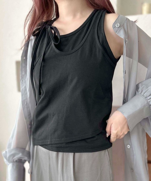 apres jour clair（アプレジュールクレア）の「【apres jour clair】マルチWAYデザインタンクトップ【ZOZOTOWN限定アイテム】（タンクトップ・レディース・ブラック/オフホワイト・フリー/X-LARGE）」の10枚目の写真