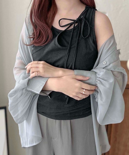 apres jour clair（アプレジュールクレア）の「【apres jour clair】マルチWAYデザインタンクトップ【ZOZOTOWN限定アイテム】（タンクトップ・レディース・ブラック/オフホワイト・フリー/X-LARGE）」の9枚目の写真