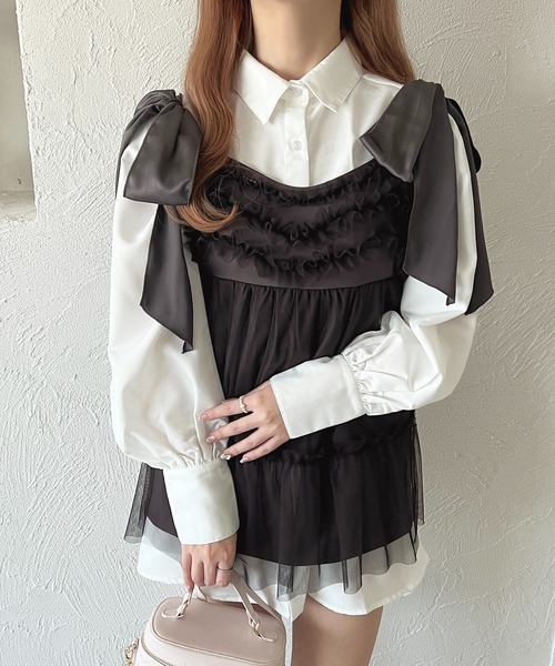 apres jour(アプレジュール)の「フリルチュールキャミチュニック【ZOZOTOWN限定アイテム】(チュニック・レディース・ピンク/アイボリー/ブラック/チャコールグレー・X-LARGE/フリー)」の2枚目の写真