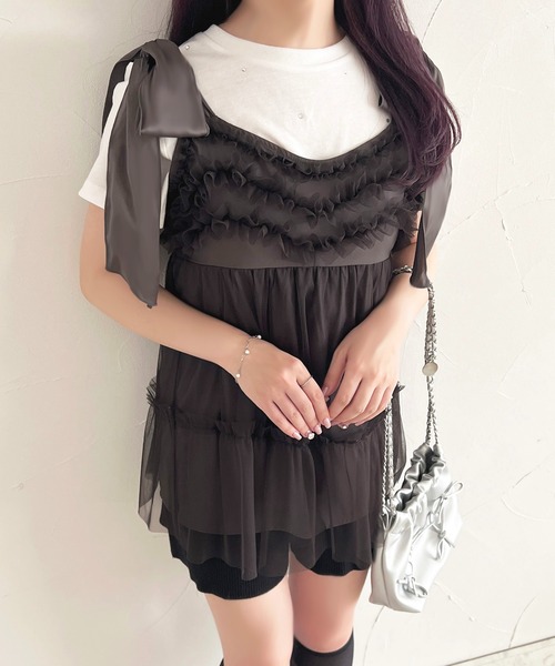 apres jour(アプレジュール)の「フリルチュールキャミチュニック【ZOZOTOWN限定アイテム】(チュニック・レディース・ピンク/アイボリー/ブラック/チャコールグレー・X-LARGE/フリー)」の10枚目の写真