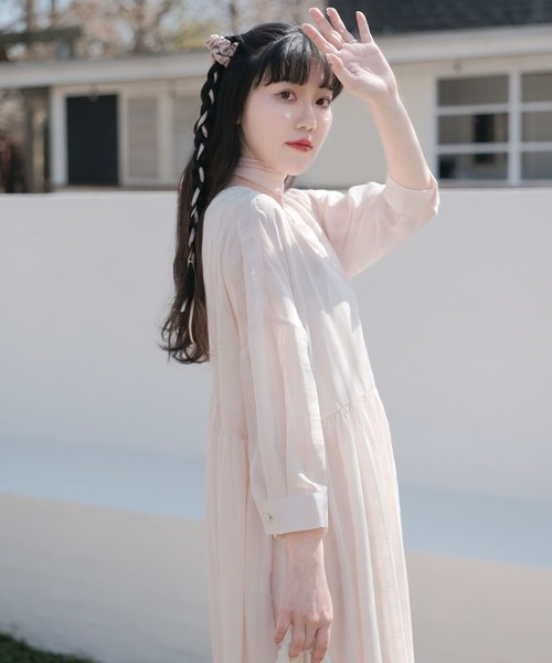 miolite（ミオライト）の「シアー チェック フレア ワンピース miolite（ワンピース・レディース・ホワイト/ベビーピンク/ブルーグリーン・M）」の9枚目の写真