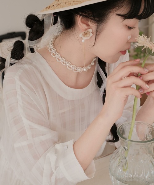 miolite（ミオライト）の「シアー チェック フレア ワンピース miolite（ワンピース・レディース・ホワイト/ベビーピンク/ブルーグリーン・M）」の14枚目の写真