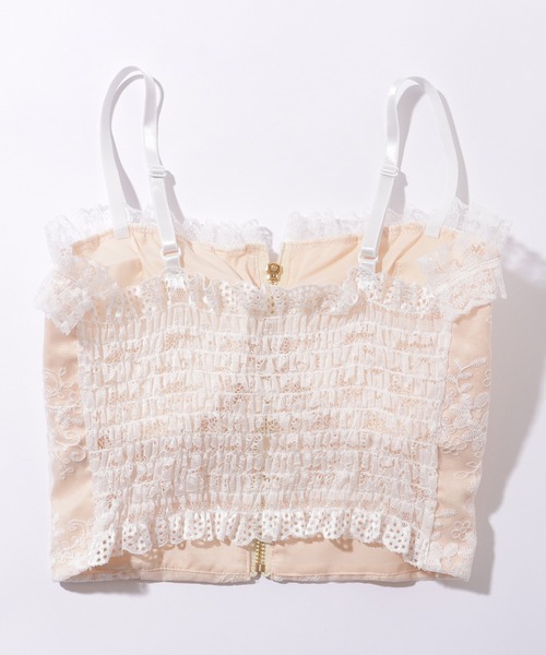 Lace Ladies(レースレディース)の「フリルレース フロントジップ カップ付き ビスチェ(キャミソール・レディース・アイボリー/ブラック・FREE)」の12枚目の写真