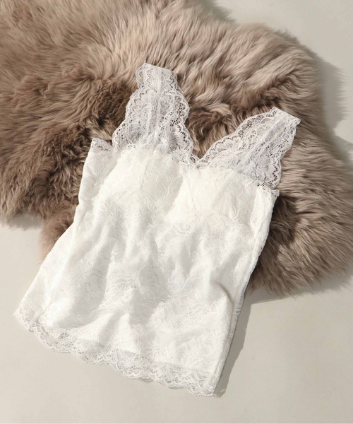 notch.（ノッチ）の「カップ付きレースタンクトップ（タンクトップ・レディース・ブラウン/ブラック/オフホワイト・M）」の2枚目の写真