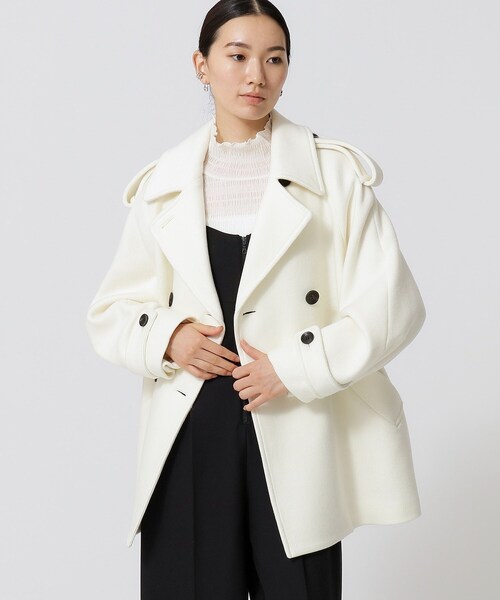 GALLEST（ギャレスト）の「◆コクーンPコート（ピーコート・レディース・オフホワイト/ブラック/カーキ・38/36）」の2枚目の写真