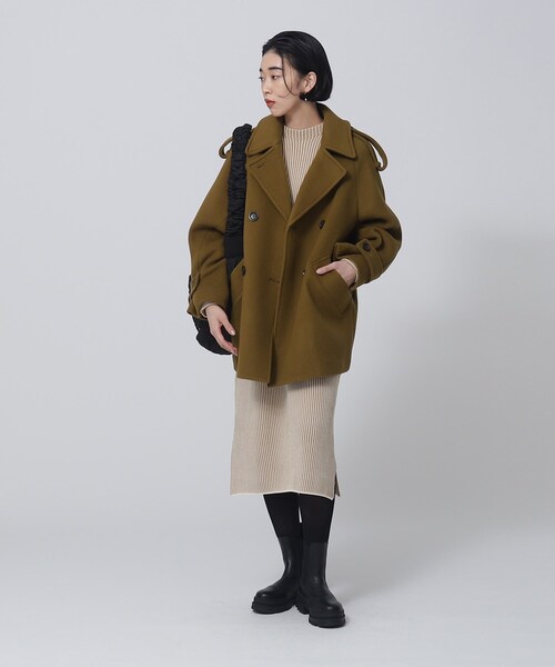 GALLEST（ギャレスト）の「◆コクーンPコート（ピーコート・レディース・オフホワイト/ブラック/カーキ・38/36）」の8枚目の写真