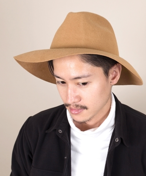 SHIPS（シップス）の「grillo & c for SHIPS: ウール/フェルト ロングブリムハット■（ハット・メンズ・カーキ/ブラウン/オリーブ/ネイビー/ブラック・ONE SIZE）」の4枚目の写真