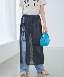 VIS | レイヤードラメメッシュIラインスカート(スカート)