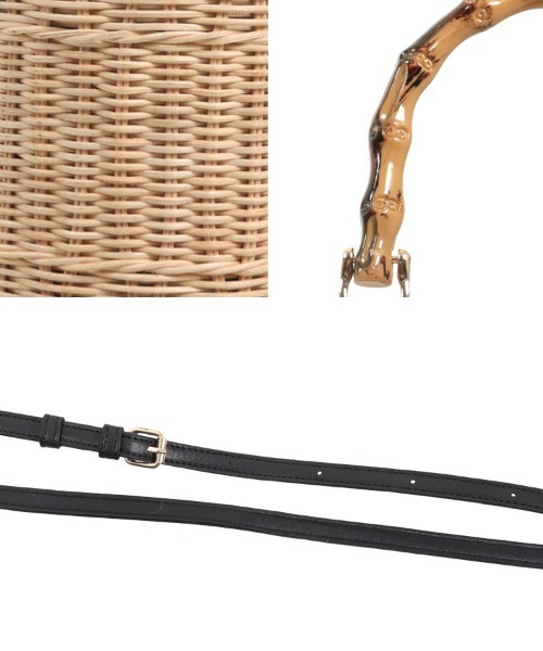 KOBE LETTUCE（コウベレタス）の「バンブーハンドルラタンバッグ（ハンドバッグ・レディース・ブラック/ベージュ・F）」の5枚目の写真