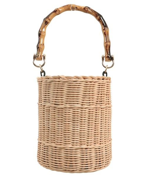 KOBE LETTUCE（コウベレタス）の「バンブーハンドルラタンバッグ（ハンドバッグ・レディース・ブラック/ベージュ・F）」の8枚目の写真