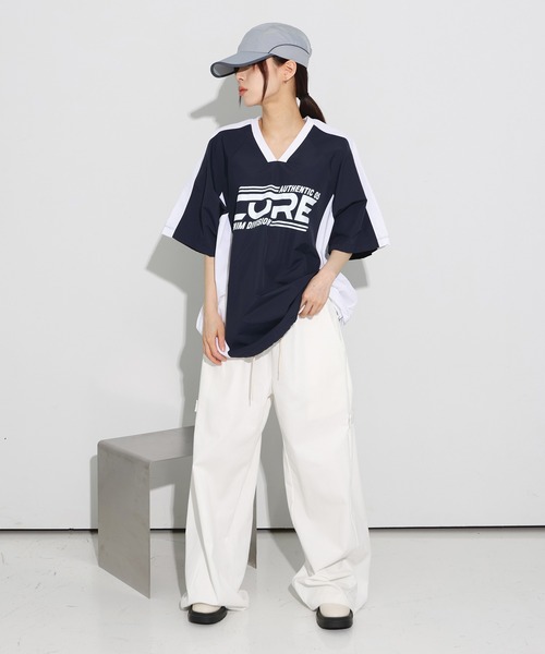 FOLLOWIN（フォロウィン）の「[UNISEX][カタチ綺麗！！]サイドスナップダブルアジャストバルーンワイドパンツ（カーゴパンツ・レディース・ホワイト/ブラック・FREE）」の20枚目の写真