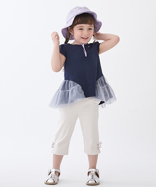petit main(プティマイン)の「【スマイル/防汚加工】7分丈リボンパンツ(その他パンツ・キッズ・ブルー/ブラック/アイボリー/ライトベージュ/ネイビー・80cm/90cm/100cm/110cm/120cm/130cm)」の3枚目の写真