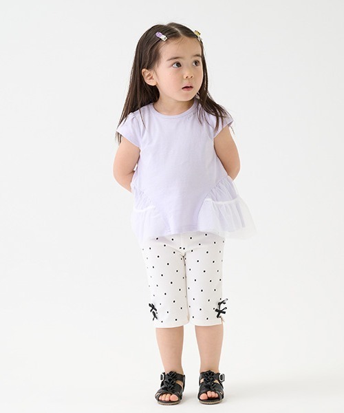 petit main(プティマイン)の「【スマイル/防汚加工】7分丈リボンパンツ(その他パンツ・キッズ・ブルー/ブラック/アイボリー/ライトベージュ/ネイビー・80cm/90cm/100cm/110cm/120cm/130cm)」の2枚目の写真