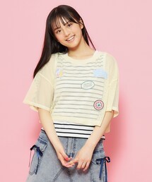 PINK-latte | 【2点SET】カットメッシュ×ボーダータンクセット(その他トップス)