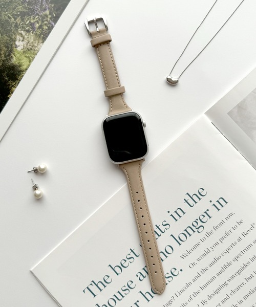 UNii(ユニー)の「シンプルレザースリムバンド Apple Watch バンド ベルト 41/40/38mm 上品 くすみカラー おしゃれ(デジタル腕時計・レディース・ブラウン/ホワイト/ライトグレー/ベージュ/ピンク・ONE SIZE)」の1枚目の写真