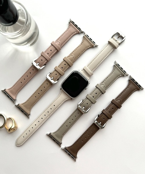 UNii(ユニー)の「シンプルレザースリムバンド Apple Watch バンド ベルト 41/40/38mm 上品 くすみカラー おしゃれ(デジタル腕時計・レディース・ブラウン/ホワイト/ライトグレー/ベージュ/ピンク・ONE SIZE)」の6枚目の写真