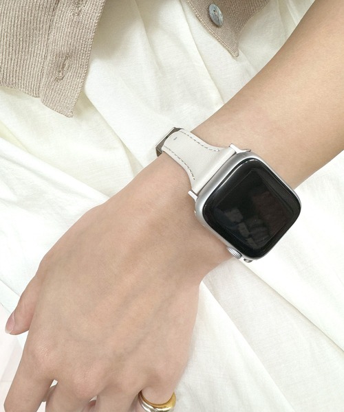 UNii(ユニー)の「シンプルレザースリムバンド Apple Watch バンド ベルト 41/40/38mm 上品 くすみカラー おしゃれ(デジタル腕時計・レディース・ブラウン/ホワイト/ライトグレー/ベージュ/ピンク・ONE SIZE)」の7枚目の写真
