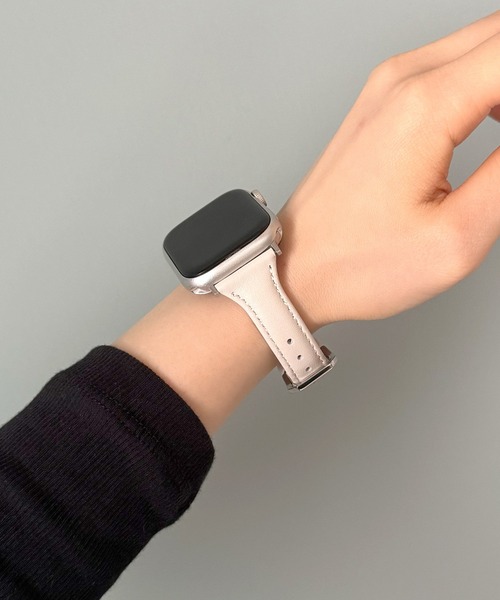 UNii(ユニー)の「シンプルレザースリムバンド Apple Watch バンド ベルト 41/40/38mm 上品 くすみカラー おしゃれ(デジタル腕時計・レディース・ブラウン/ホワイト/ライトグレー/ベージュ/ピンク・ONE SIZE)」の8枚目の写真
