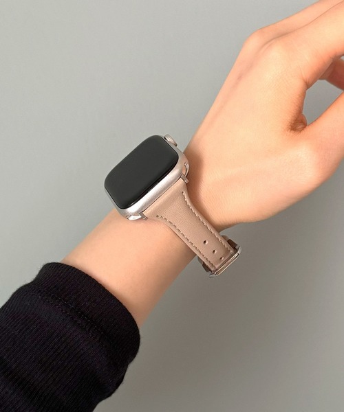UNii(ユニー)の「シンプルレザースリムバンド Apple Watch バンド ベルト 41/40/38mm 上品 くすみカラー おしゃれ(デジタル腕時計・レディース・ブラウン/ホワイト/ライトグレー/ベージュ/ピンク・ONE SIZE)」の9枚目の写真
