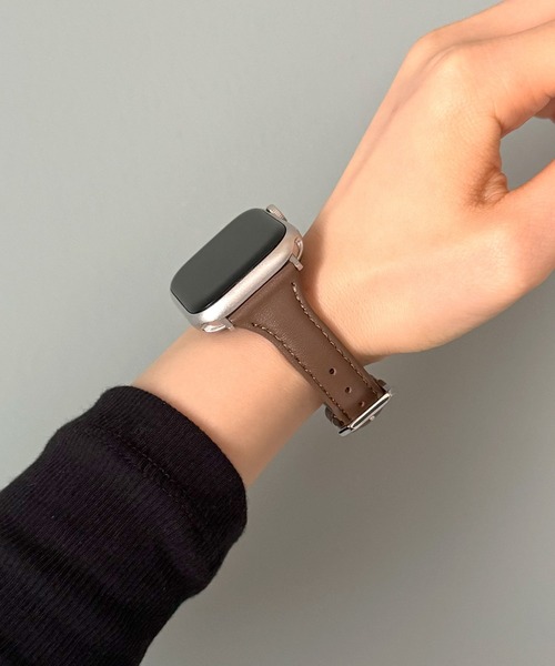 UNii(ユニー)の「シンプルレザースリムバンド Apple Watch バンド ベルト 41/40/38mm 上品 くすみカラー おしゃれ(デジタル腕時計・レディース・ブラウン/ホワイト/ライトグレー/ベージュ/ピンク・ONE SIZE)」の10枚目の写真