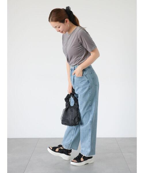 Lugnoncure(ルノンキュール)の「ベロア半袖トップス(Tシャツ/カットソー・レディース・オフホワイト/グレー/ネイビー・F)」の9枚目の写真