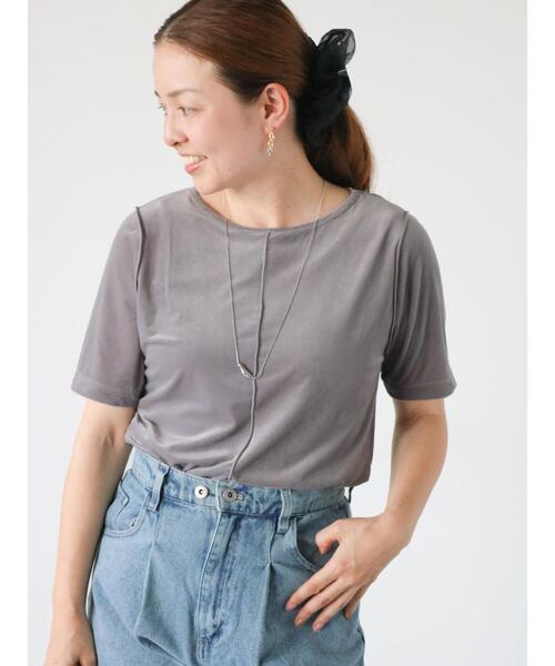 Lugnoncure(ルノンキュール)の「ベロア半袖トップス(Tシャツ/カットソー・レディース・オフホワイト/グレー/ネイビー・F)」の10枚目の写真