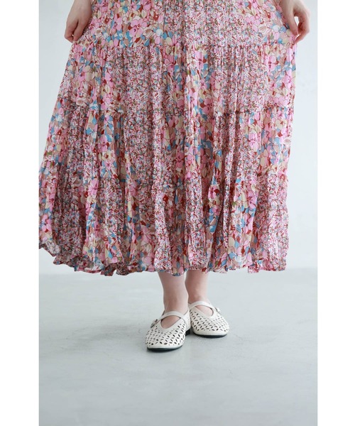 cawaii(カワイイ)の「揺れ弾むワッシャープリーツの花畑ミディアムスカート(スカート・レディース・ピンク・FREE)」の15枚目の写真