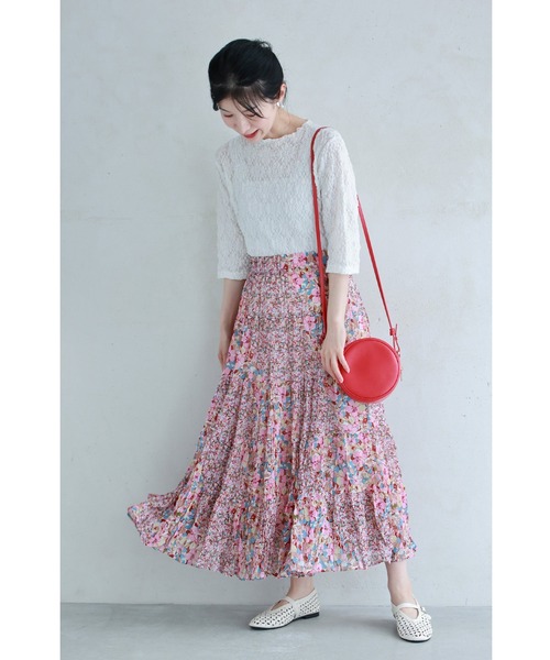 cawaii(カワイイ)の「揺れ弾むワッシャープリーツの花畑ミディアムスカート(スカート・レディース・ピンク・FREE)」の16枚目の写真
