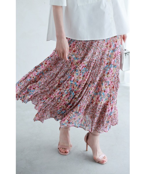 cawaii(カワイイ)の「揺れ弾むワッシャープリーツの花畑ミディアムスカート(スカート・レディース・ピンク・FREE)」の14枚目の写真