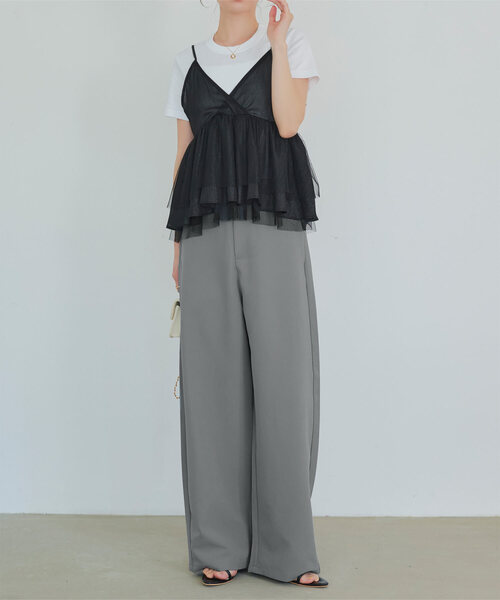 KOBE LETTUCE(コウベレタス)の「選べるサイズ カーブすぎないカーブパンツ(その他パンツ・レディース・ブラック/グレー/ピンク/ホワイト/モカ/チャコール/カーキ/ベージュ/ネイビー・L/M/TM/PM/S)」の3枚目の写真