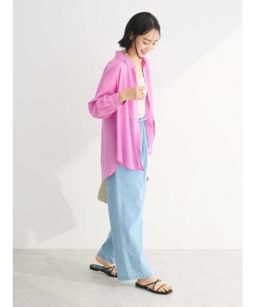 Green　Parks（グリーンパークス）の「I　ボイルゆったりシャツ（シャツ/ブラウス・レディース・ピンク/パープル/ブルー系その他7/ライトベージュ・FREE）」の12枚目の写真