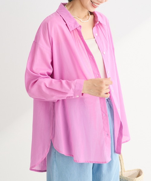 Green　Parks（グリーンパークス）の「I　ボイルゆったりシャツ（シャツ/ブラウス・レディース・ピンク/パープル/ブルー系その他7/ライトベージュ・FREE）」の4枚目の写真