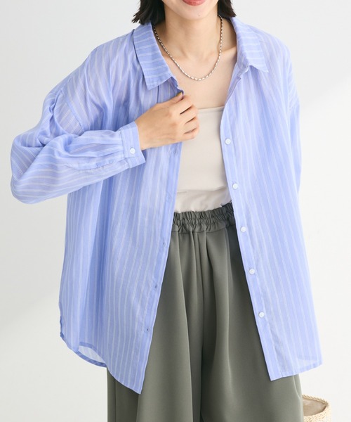 Green　Parks（グリーンパークス）の「I　ボイルゆったりシャツ（シャツ/ブラウス・レディース・ピンク/パープル/ブルー系その他7/ライトベージュ・FREE）」の2枚目の写真