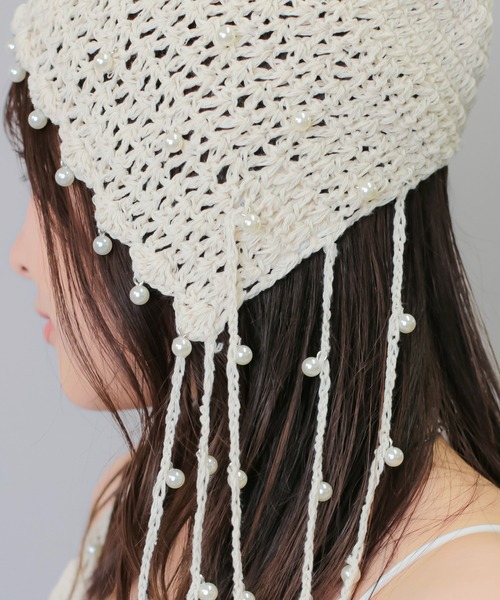 SPINNS（スピンズ）の「ミニパール付 サマーニットキャップ（ニットキャップ/ビーニー・レディース・ブラック/アイボリー/レッド・ONESIZE）」の15枚目の写真