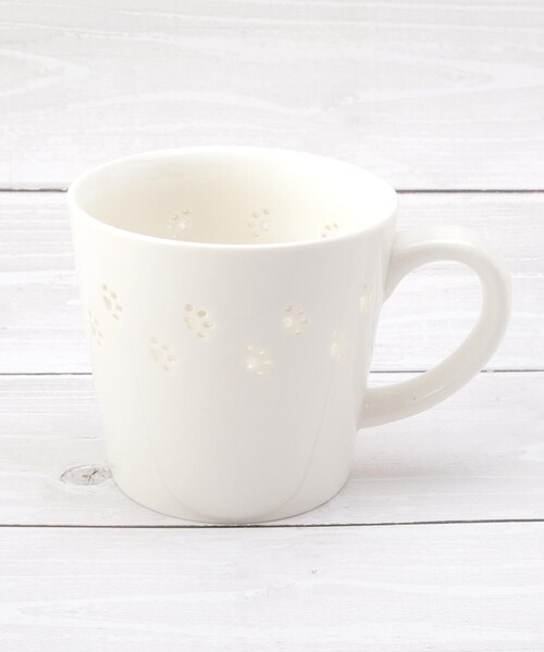 ワンズテラスオリジナル】透かし マグカップ 足跡 350ml（グラス