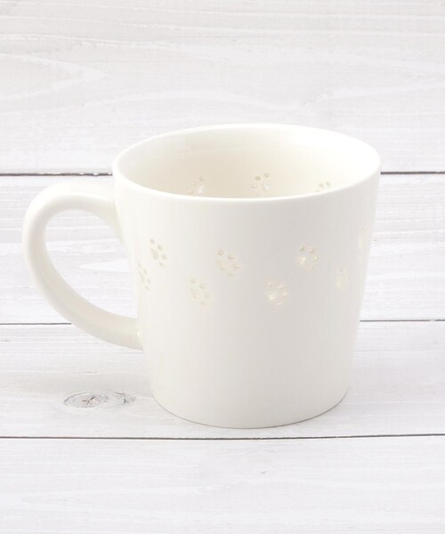 まぐカップページ ワンズテラスオリジナル】透かし マグカップ 足跡 350ml（グラス