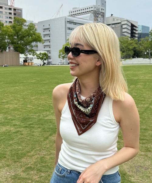 CANAL JEAN（キャナルジーン）の「El mar　コットンプリントバンダナ（バンダナ/スカーフ・レディース・ブルー/ブラウン/レッド・ONE SIZE）」の7枚目の写真