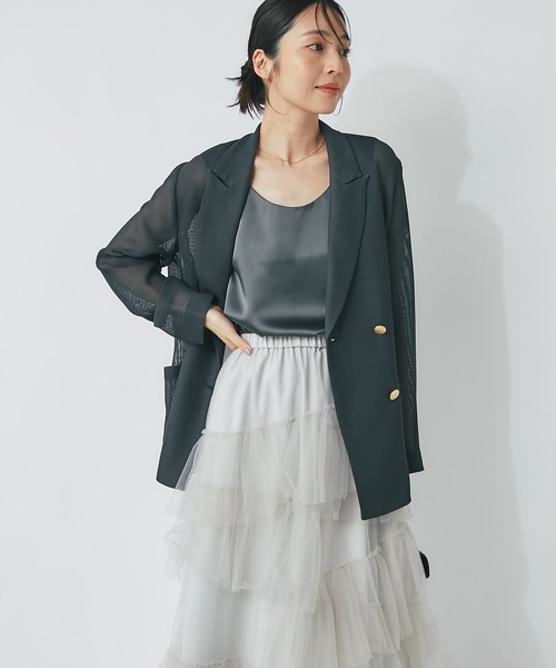 La Boutique BonBonメッシュメタルボタンライトジャケット La boutique BonBon｜【完売カラー再追加!スタッフmiki監修
