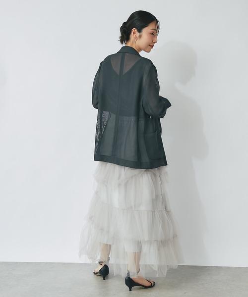 【miki監修】メッシュメタル釦ライトジャケット チャコールグレー La boutique BonBon（ラブティックボンボン）の「【スタッフmiki